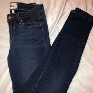 Paige Dark Wash Verdugo Ankle Jeans, 26